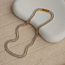 AAA Zircon Baguette Tennis Necklace-1  taahirajewellery