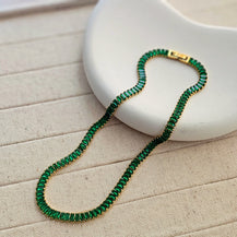 AAA Zircon Green Baguette Tennis Necklace-1  taahirajewellery