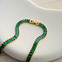 AAA Zircon Green Baguette Tennis Necklace-4  taahirajewellery