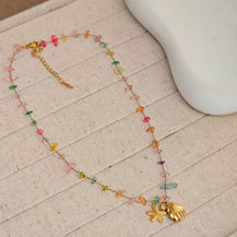 Emma Shell Multistone Necklace-3  taahirajewellery