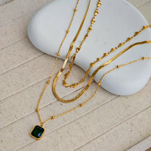 Trio Emerald Stud Necklace-1  taahirajewellery