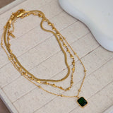 Trio Emerald Stud Necklace