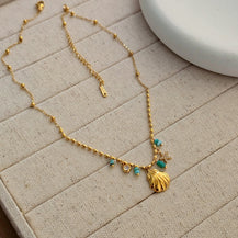 Olivia Gold Shell Necklace-3  taahirajewellery