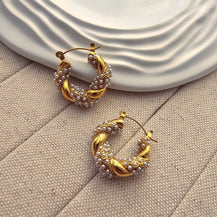 Lara Pearl Studded Earrings-1  taahirajewellery