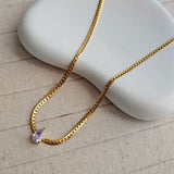 Opal Stud Gold Plated Necklace