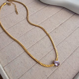 Opal Stud Gold Plated Necklace