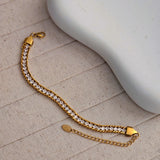 Multilayered Zircon Chain Bracelet