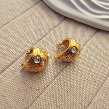 Half Ball Zircon Hoop Earrings-7  taahirajewellery