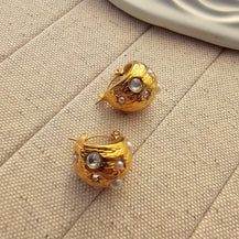 Half Ball Zircon Hoop Earrings-1  taahirajewellery