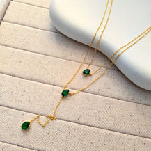 Double Layered Emerald stone Neckalce-2  taahirajewellery