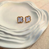 White Clover Stud Earrings