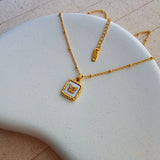 Square Butterfly Pendant Gold Plated Necklace