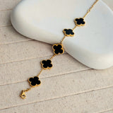 Gold Plated Black Clover Bracelet