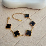 Gold Plated Black Clover Bracelet