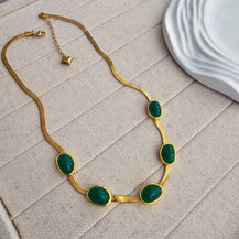 Valentina Green Stone Necklace-3  taahirajewellery