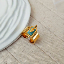 Vintage Blue Geometric Ring-2  taahirajewellery