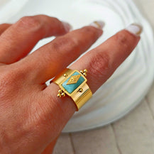 Vintage Blue Geometric Ring-4  taahirajewellery
