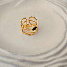 Dainty Gold Beaded French Adjustable Ring-3  taahirajewellery