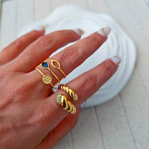 Dainty Gold Beaded French Adjustable Ring-4  taahirajewellery