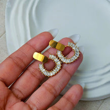 Zircon Statement Gold Plated Earrings-3  taahirajewellery