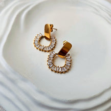 Zircon Statement Gold Plated Earrings-2  taahirajewellery