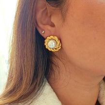 Baroque Gold Plated Twisted Earrings-2  taahirajewellery