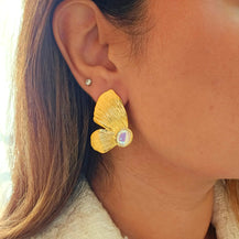 18k Gold Plated Butterfly Pearl Earrings-2  taahirajewellery