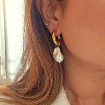 Baroque Pearl 18K Gold Plated Hoop Earrings-2  taahirajewellery