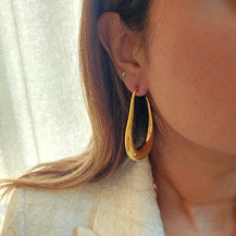 18K Gold Plated Long Hoop Earrings-2  taahirajewellery