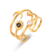 Dainty Sun Moon Star Open Adjustable Gold Plated Ring-4  taahirajewellery