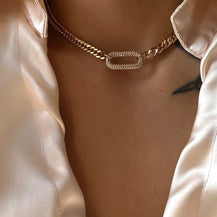 Oval shape studded Chain Necklace-4  taahirajewellery