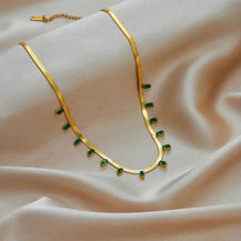 Jade Gold Plated Necklace-5  taahirajewellery
