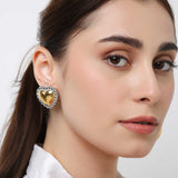 Silver Gold Heart Stud Earrings
