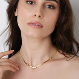 Snake Chain Studded Zircon Necklace