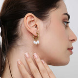 Triple Pearl Cuff Earrings