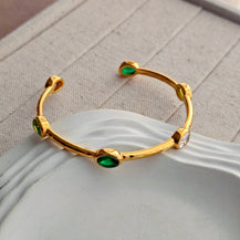 Tamara Green Stone Cuff Bracelet-1  taahirajewellery