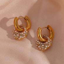Elegant Pearl & Zircon Square Hoop Earrings-4  taahirajewellery