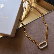 Oval shape studded Chain Necklace-5  taahirajewellery