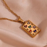 Colorful Butterfly Rhinestone Pendent Necklace