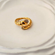 Croissant Zircon Gold Plated Snake Ring-2  taahirajewellery
