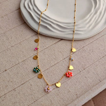 Colorful Flowers Charm Necklace-1  taahirajewellery
