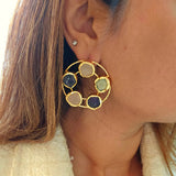 Cora Multistone Brass Earrings