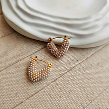 V Shape Pearl Studded Earrings-3  taahirajewellery