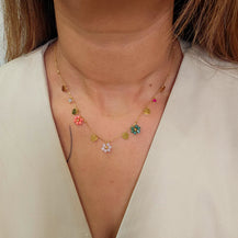 Colorful Flowers Charm Necklace-2  taahirajewellery