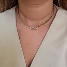 Oval shape studded Chain Necklace-3  taahirajewellery