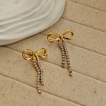 Bow Zircon Dangle Earrings-1  taahirajewellery