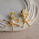 Celie Pearl Brass Earrings