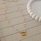 Fern Pearl Charm Lock Necklace