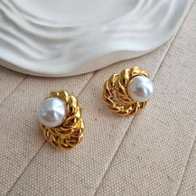Baroque Gold Plated Twisted Earrings-4  taahirajewellery