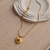 Emerald Heart Rope chain Necklace
